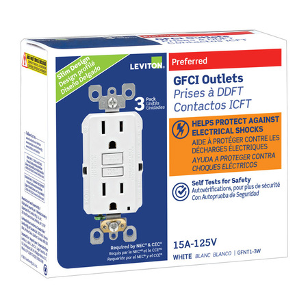 LEVITON GFCI ST RECEPT15A WHT3PK GFNT1-03W